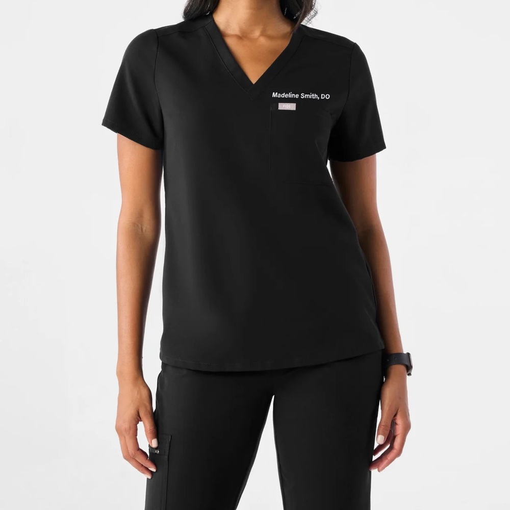 Figs Black V-Neck Scrub Top